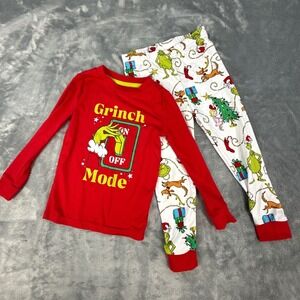 Dr Seuss The Grinch Toddler Pajama Set Red White Grinch Mode 4T Snug Fit Holiday